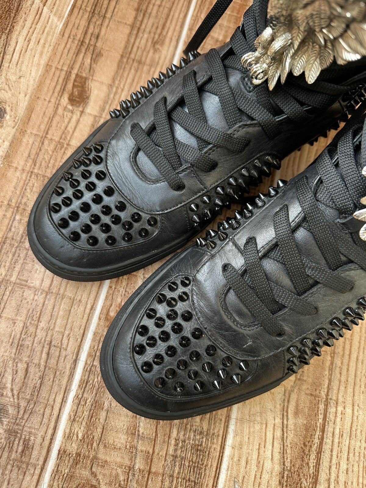 Philipp Plein Phillip Plein Black Leather Studded Hightops / Eagle Size US 10 / EU 43 - 4 Thumbnail