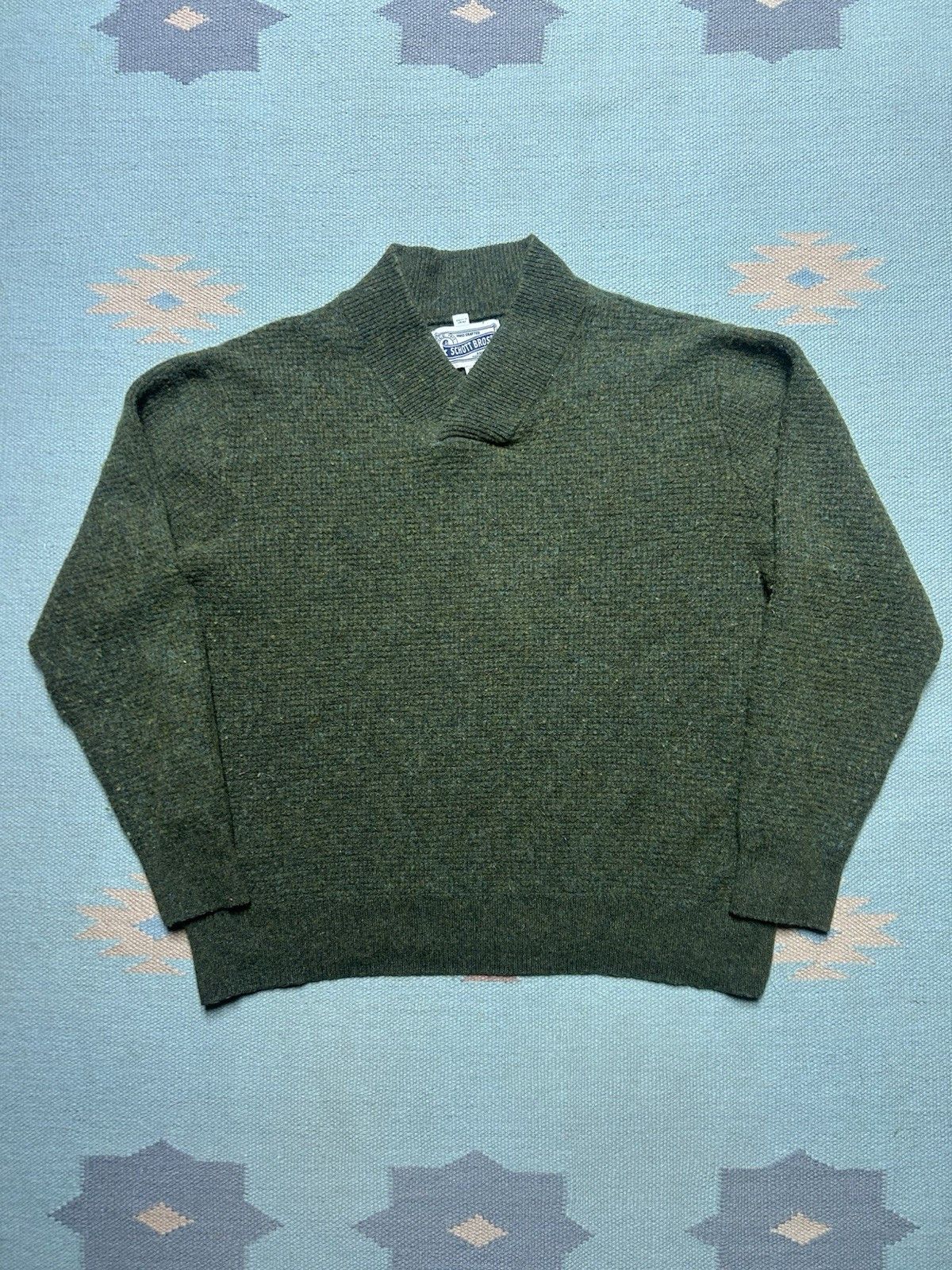 Vintage Schott bros knit sweater wool blend shawl collar heather XL Size US XL / EU 56 / 4 - 1 Thumbnail