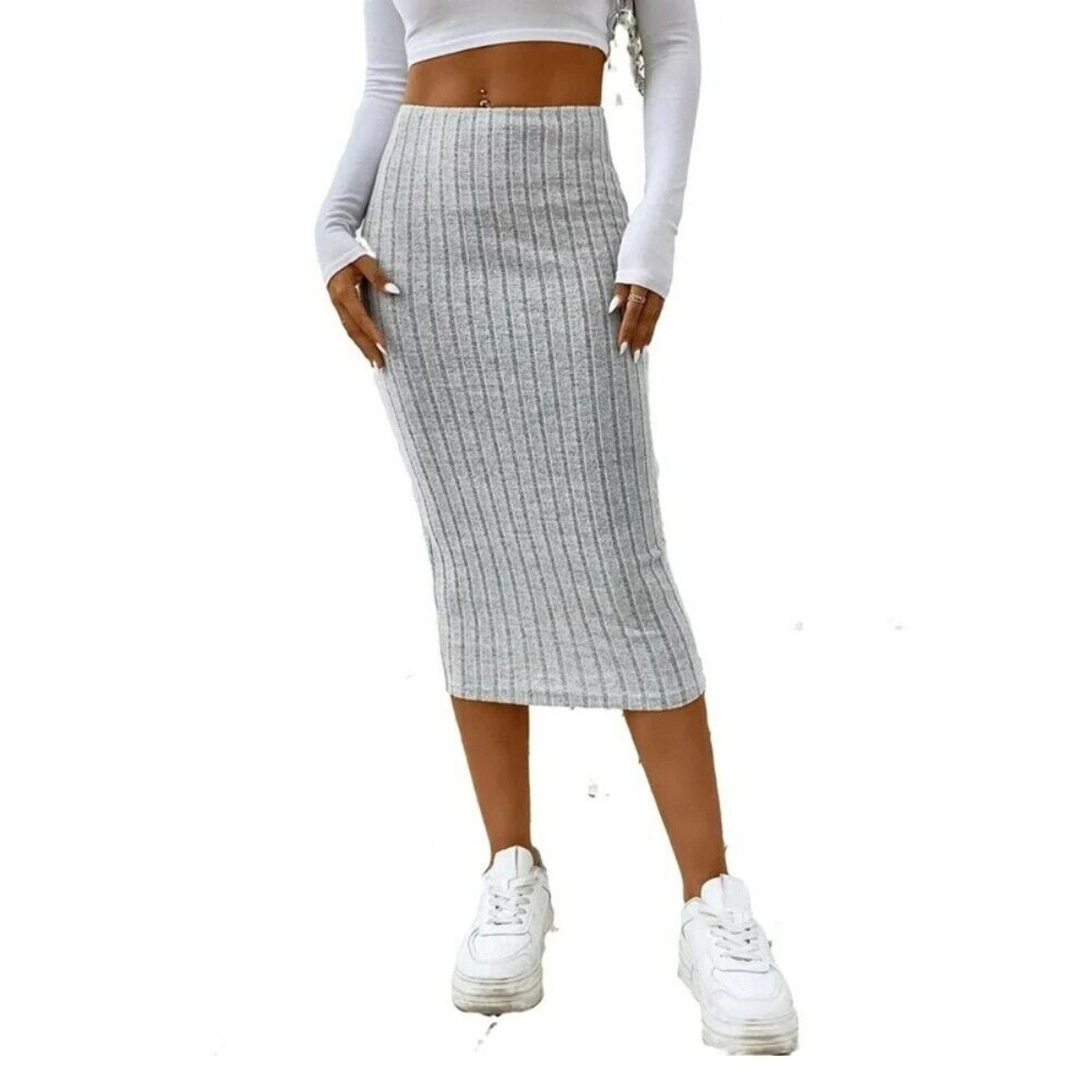 Forever 21 × Shein Make Me Chic 2 Pc Crop Top Ruched Knit Maxi Skirt S Soft Set Size S / US 4 / IT 40 - 6 Thumbnail