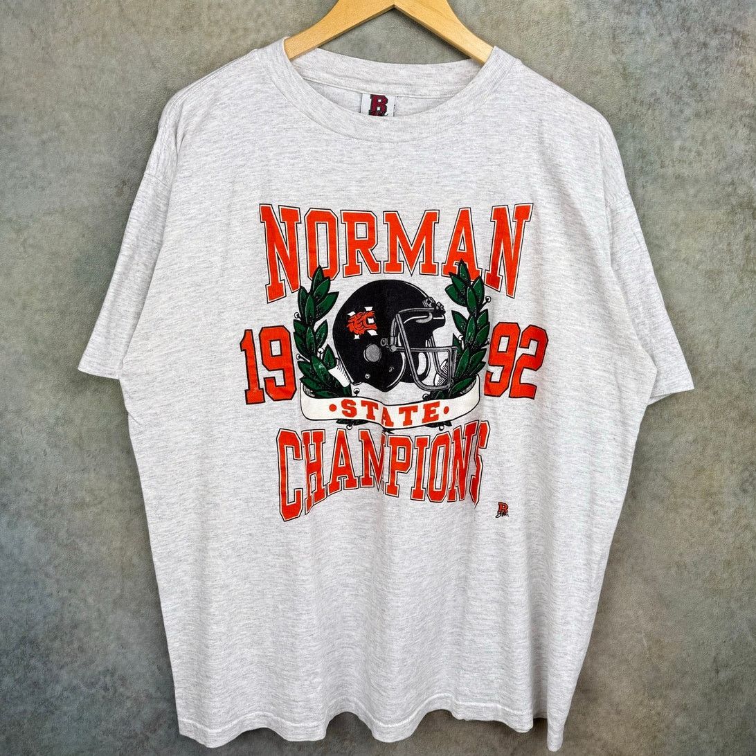 Vintage VTG 1992 Norman Oklahoma Football State Champs T Shirt Sz L Size US L / EU 52-54 / 3 - 1 Thumbnail