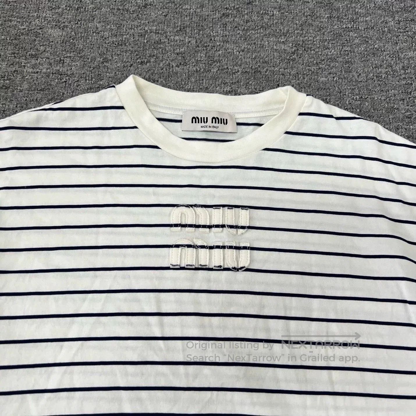 Miu Miu Miu Miu Embroidered Logo Striped T. Size XS / US 0-2 / IT 36-38 - 1 Thumbnail