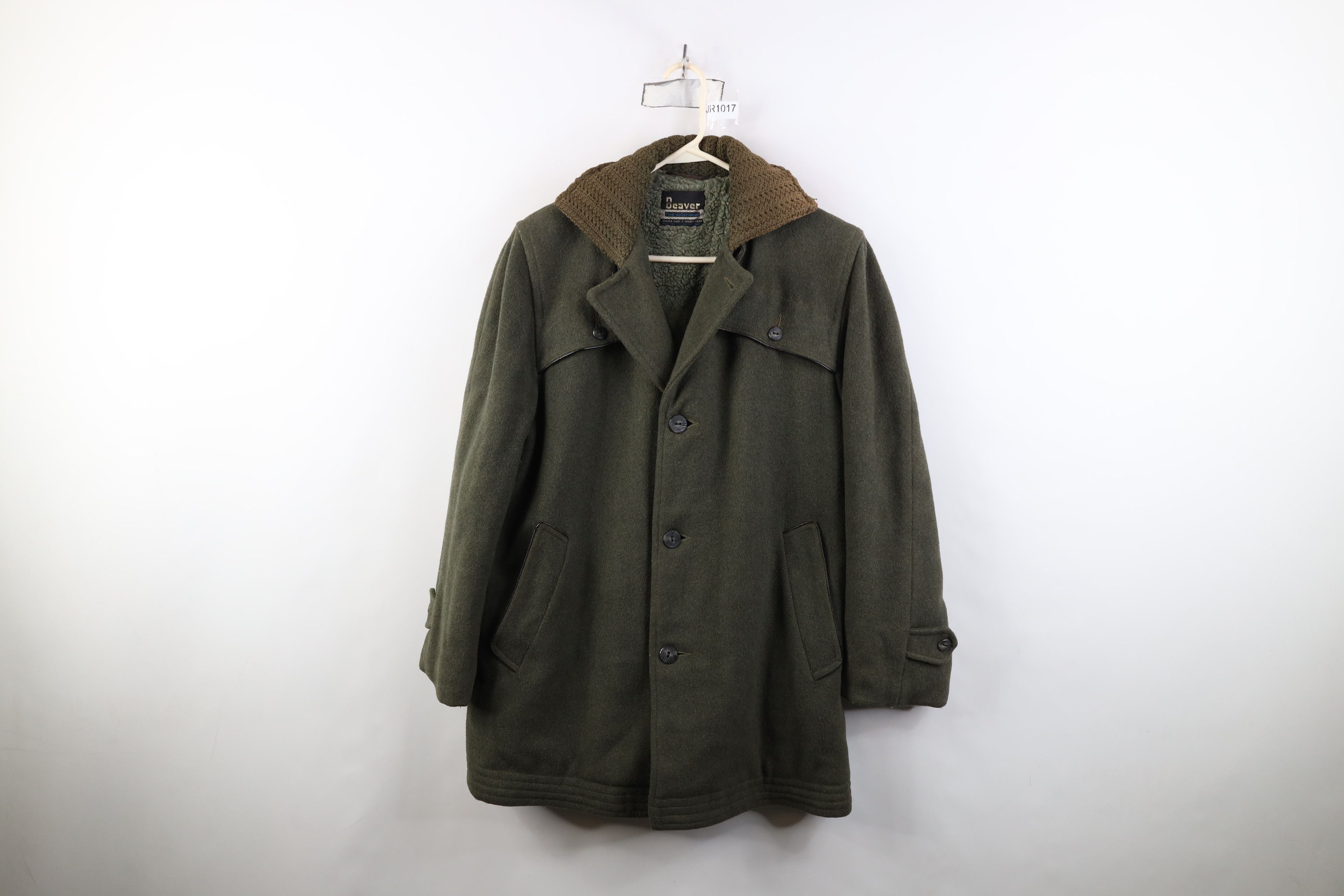 Vintage Vintage 50s Streetwear Lined Wool Duster Jacket Coat Green Size US L / EU 52-54 / 3 - 1 Thumbnail