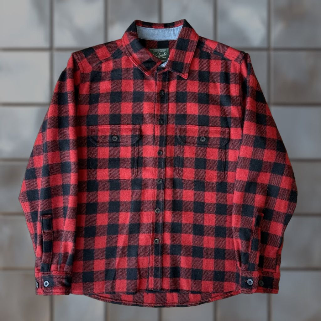 Vintage VINTAGE Woolrich Wool Shirt Large Red Buffalo Plaid Long Sleeve Button-Down Mens Wool Shirt Size US L / EU 52-54 / 3 - 1 Thumbnail