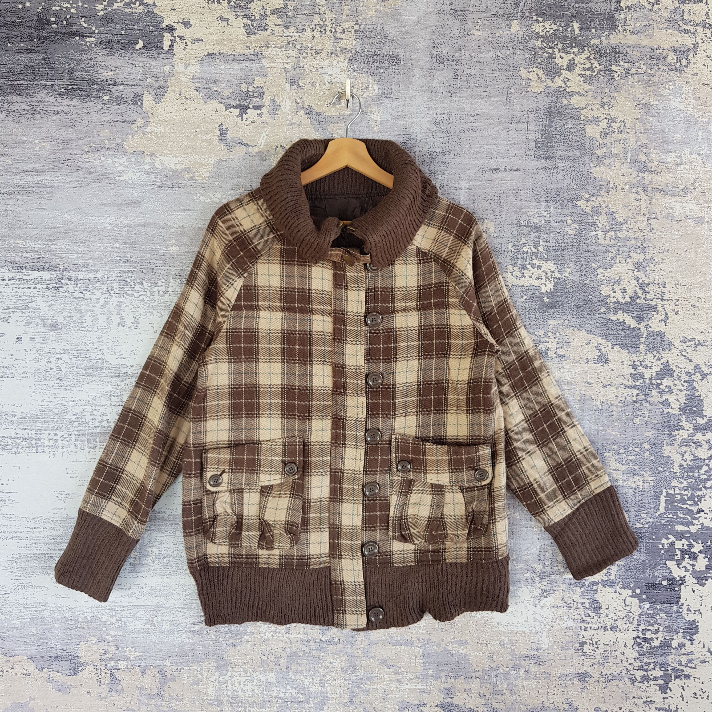 Japanese Brand × Vintage Vintage 90s Estacot Japanese Plaid Tartan Wool Jackets Size US S / EU 44-46 / 1 - 1 Thumbnail