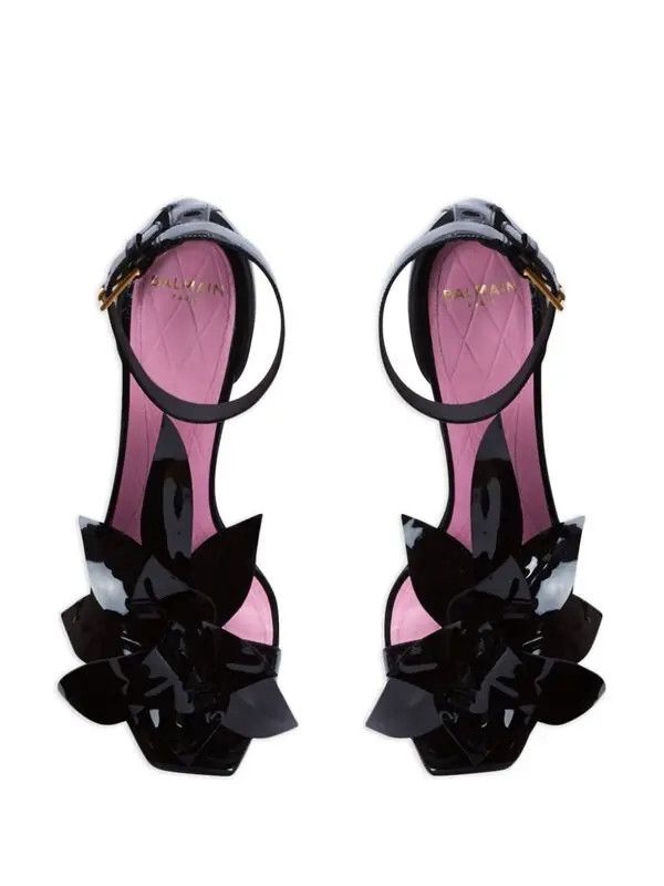 Balmain o1s1wg110925 Ruby 95mm Leather Sandals in Black Size US 5 / IT 35 - 3 Thumbnail
