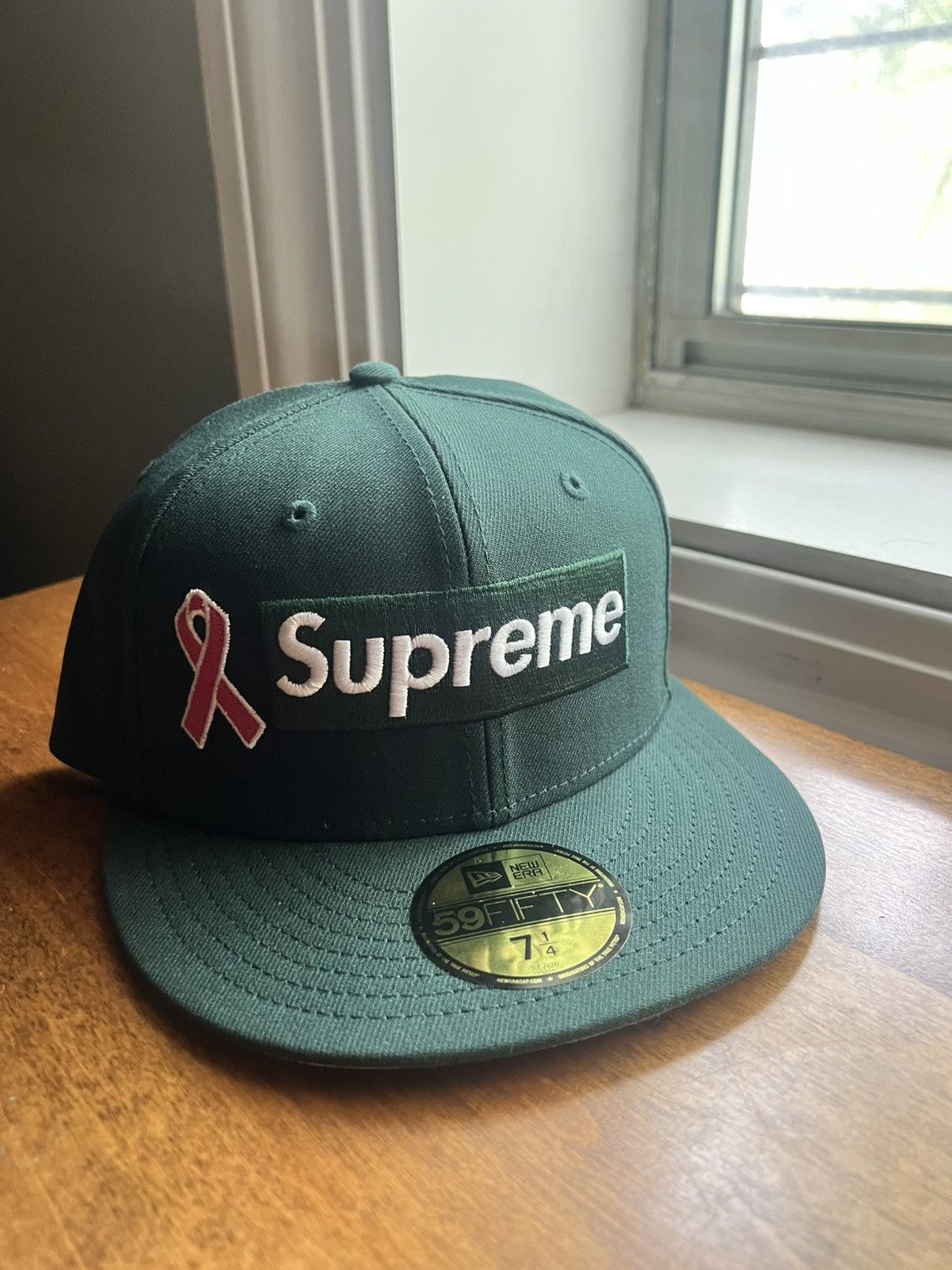 7 1/4 Supreme Breast Cancer Awareness Box Logo Dark Green
