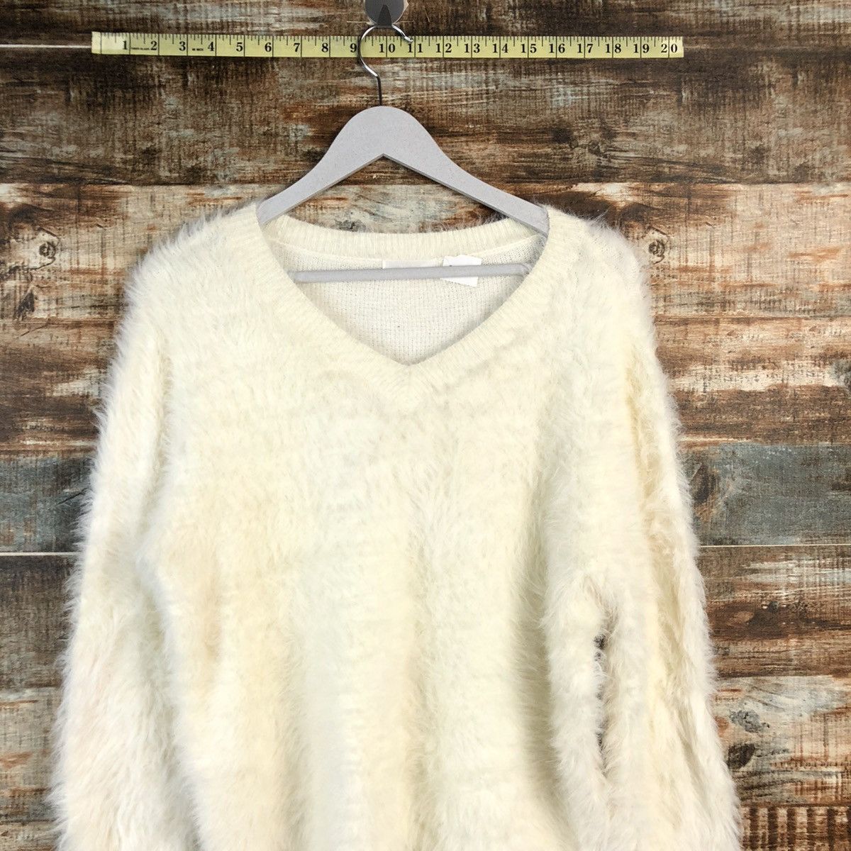 Homespun Knitwear DLL Dreskip White shaggy fur Mohair Knitwear #C231 Size US L / EU 52-54 / 3 - 2 Thumbnail