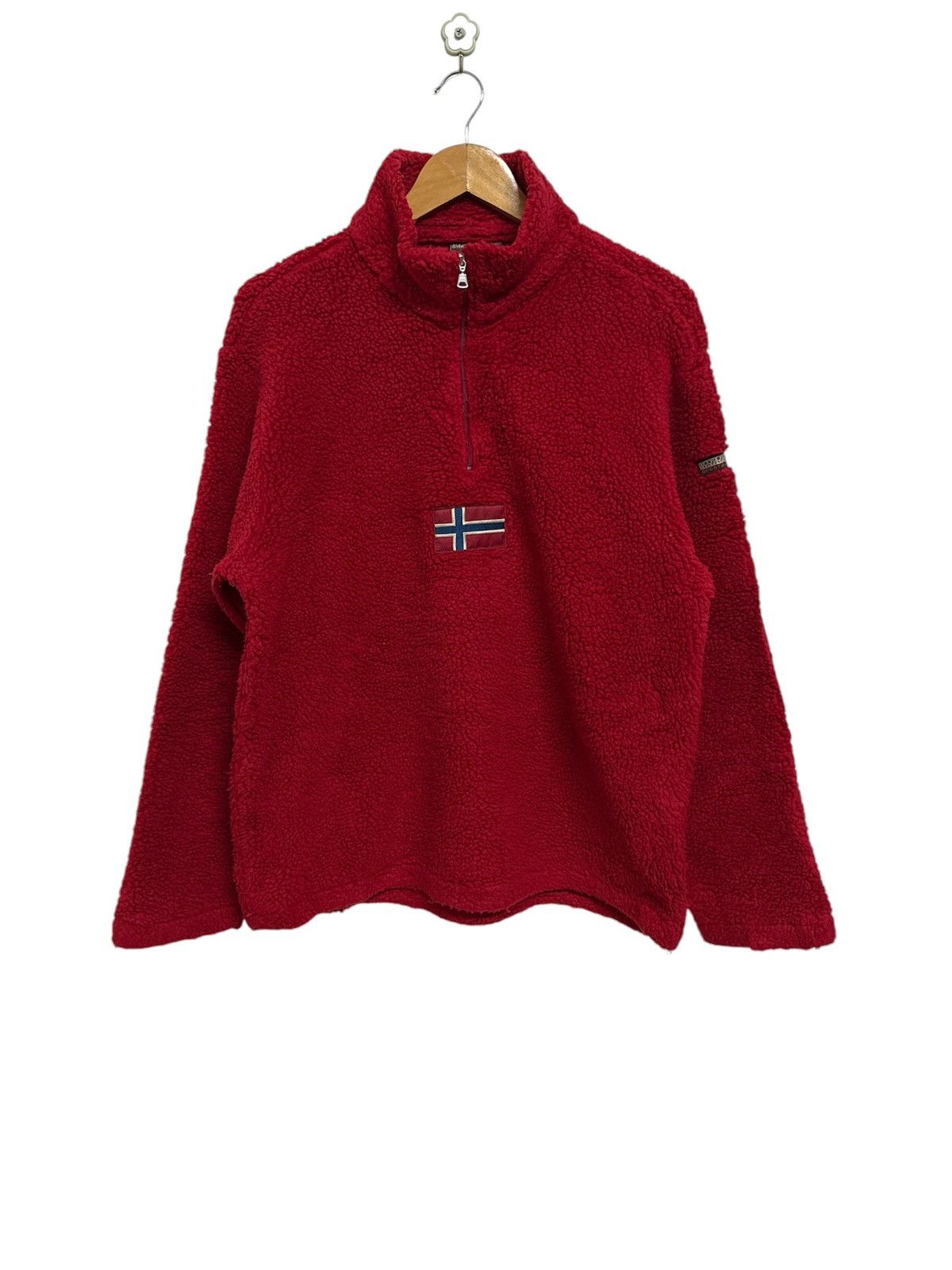 Napapijri × Vintage Vintage Napapijri Sherpa Fleece Pullover Jacket Size US L / EU 52-54 / 3 - 1 Thumbnail
