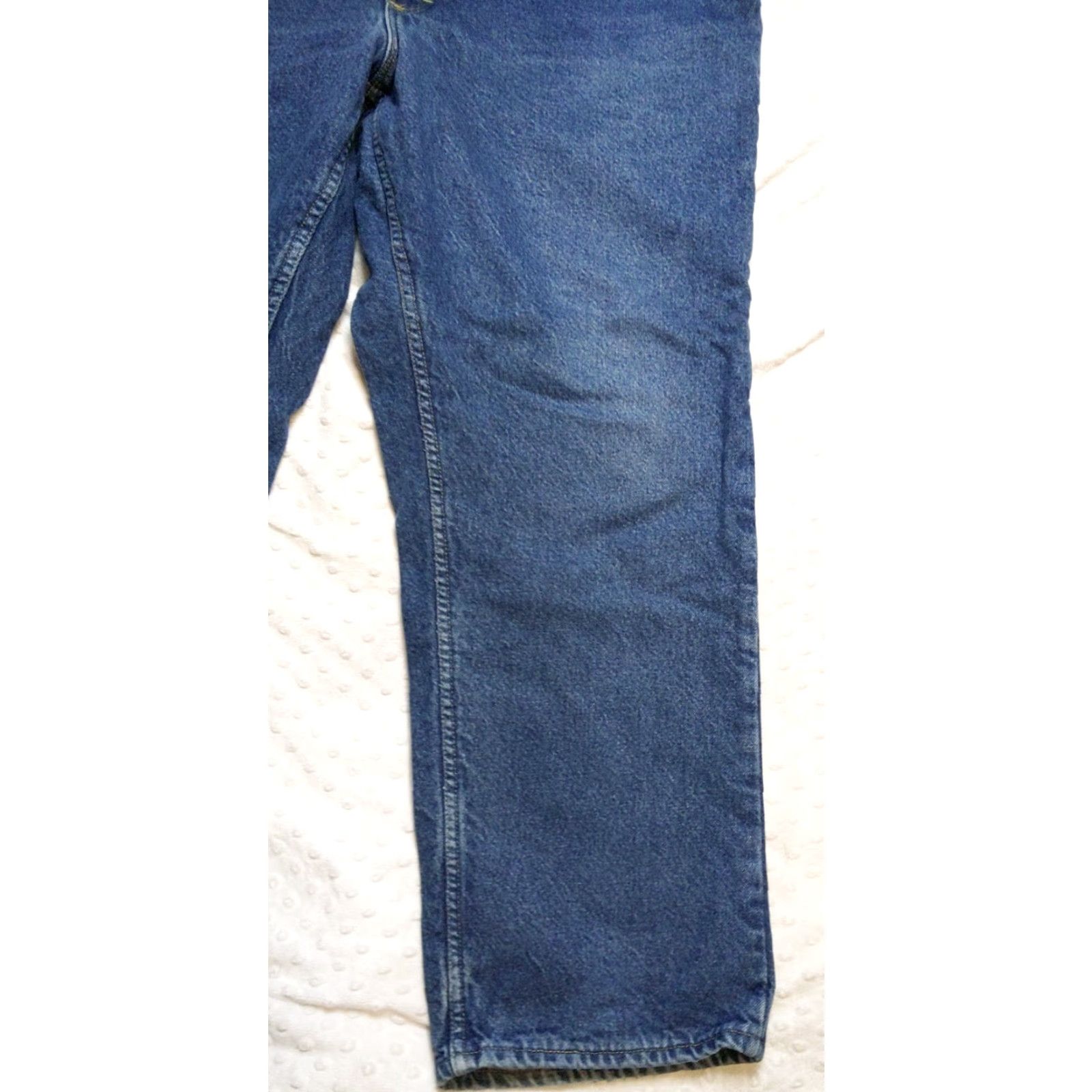 Vintage VINTAGE OshKosh Jeans Mens 44x30 Red Flannel Lined Blue Denim Straight Leg 90s Pants - Shirt? Size US 44 / EU 60 - 2 Thumbnail