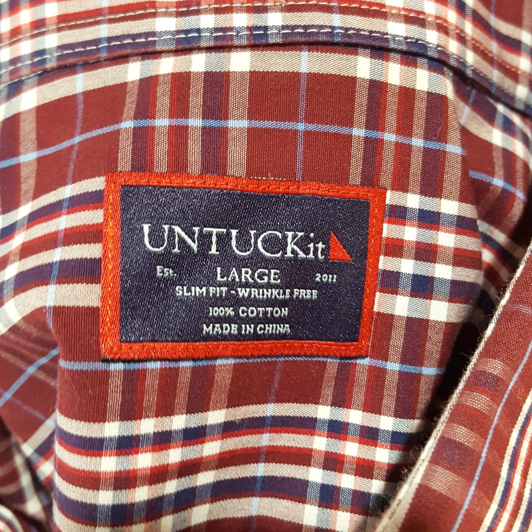 UNTUCKit VINTAGE UNTUCKit Plaid Shirt Men Large Long Sleeve Button-Up Collared Casual Preppy 90s Red Maroon Shirt Mens Large Size US L / EU 52-54 / 3 - 5 Thumbnail