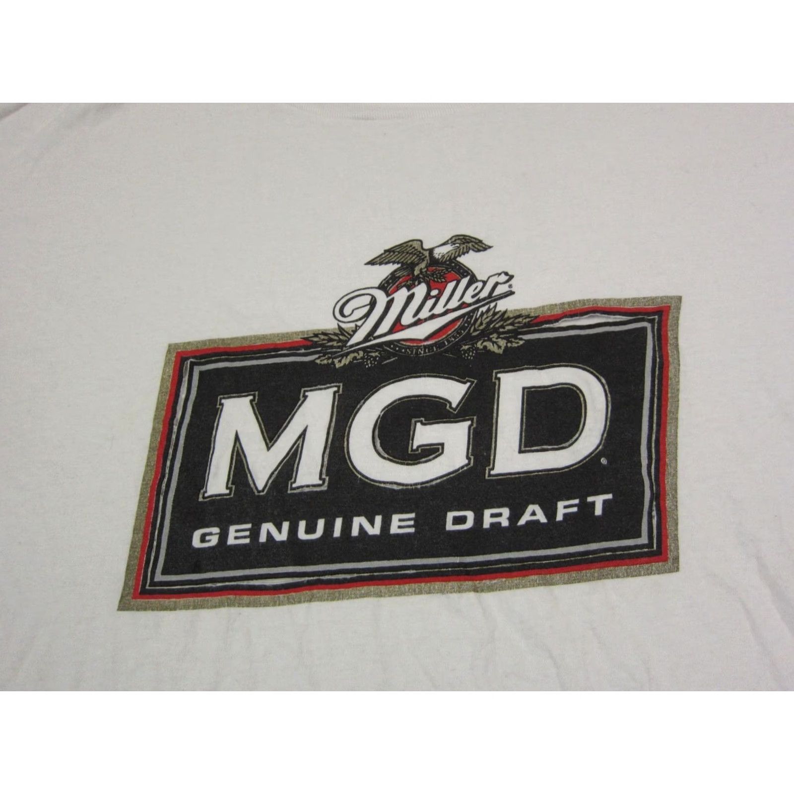 Jerzees VINTAGE Miller Shirt Mens Large L White Genuine Draft Single Stitch Beer 90s MGD Shirt Mens L White 90s Beer City Classic American Boys Mens Size US L / EU 52-54 / 3 - 2 Thumbnail