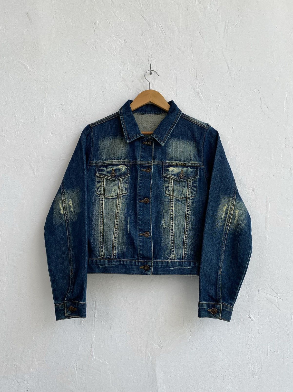 Ed Hardy × Vintage × Von Dutch Von Dutch Distressed Denim Jacket Y2K Size XS / US 0-2 / IT 36-38 - 2 Thumbnail