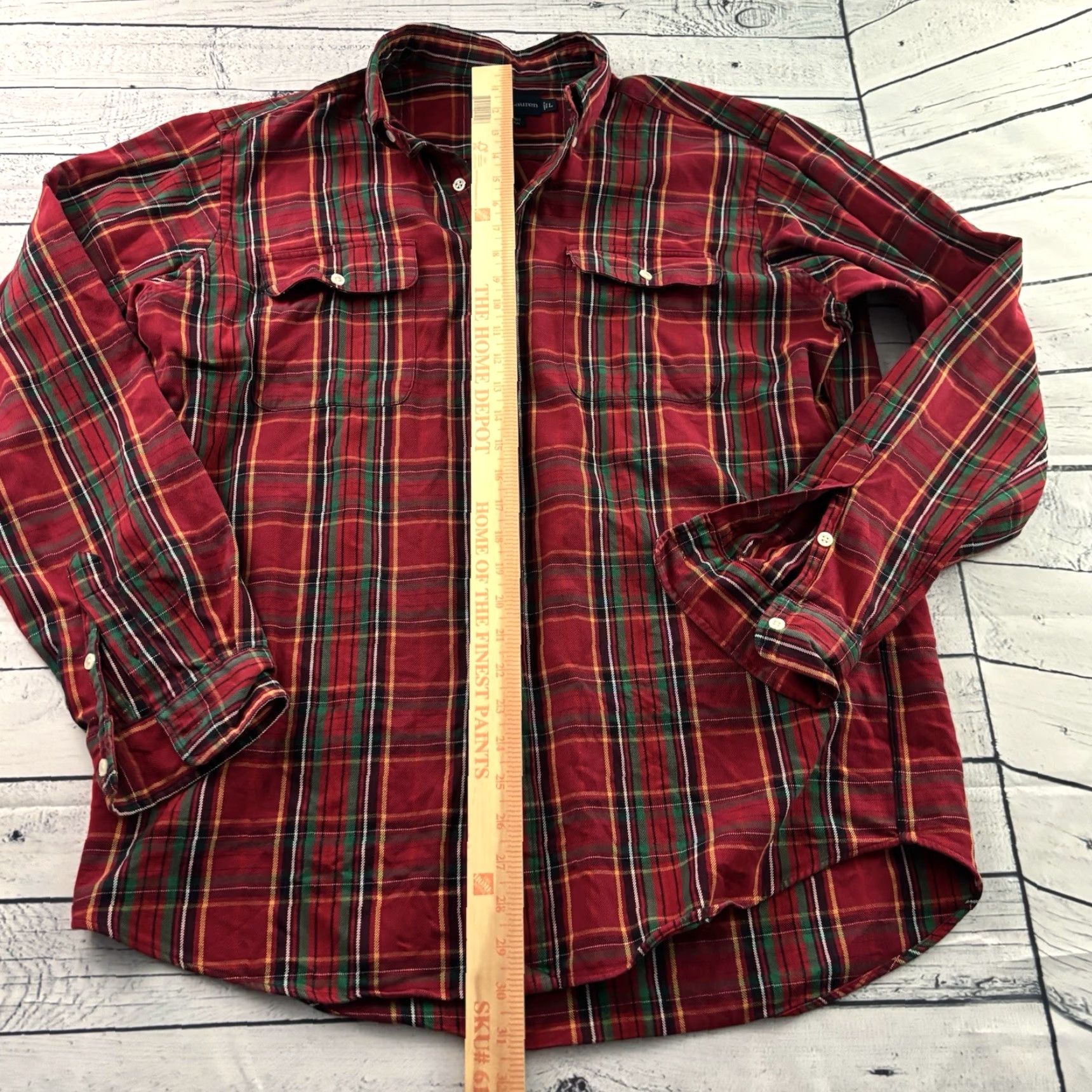 Ralph Lauren Ralph Lauren Workshirt Plaid Heavy Button-Up Shirt Men's L Red Size US L / EU 52-54 / 3 - 3 Thumbnail