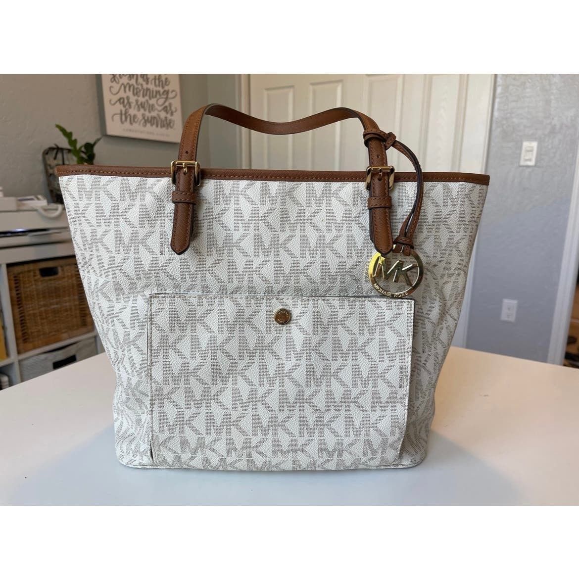 Cream michael kors bag best sale