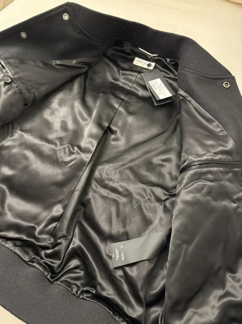 Saint Laurent Paris Teddy Leather-Trimmed Wool Bomber Jacket Size US M / EU 48-50 / 2 - 4 Thumbnail