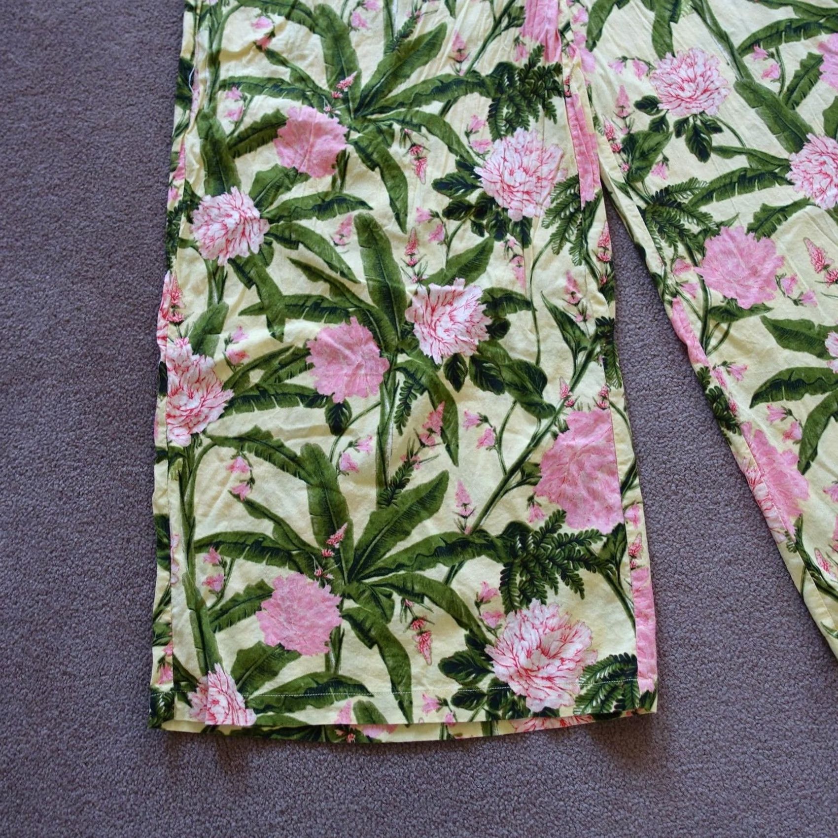 Vintage Aguabendita Jumpsuit Womens XL Yellow Floral Halter Wide Leg Tropical Target Size 40" / US 18 - 4 Thumbnail
