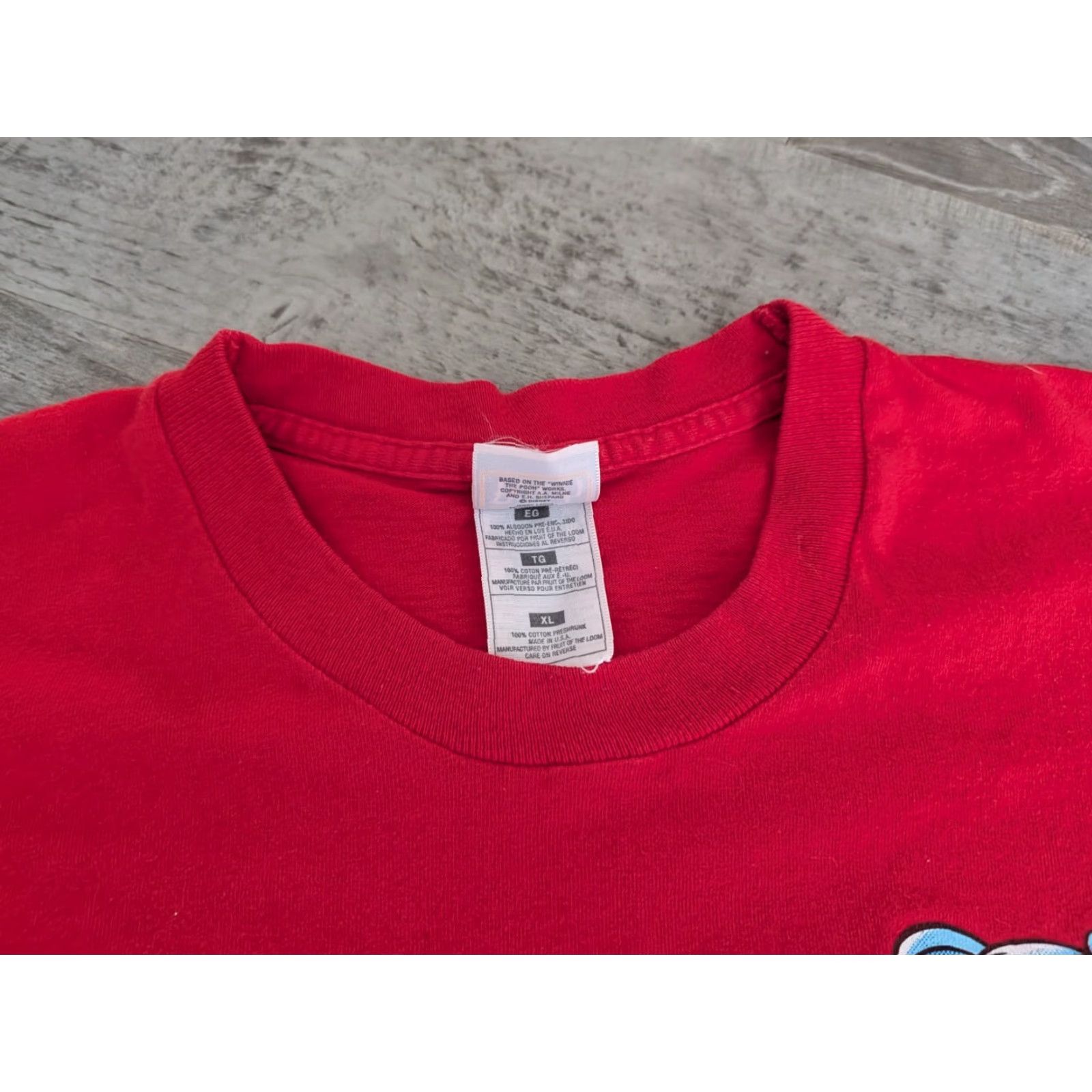 Disney VINTAGE Disney Pooh T-Shirt Men's XL Red Single Stitch 90s USA Made Crew Neck Graphic Print Shirt Size US XL / EU 56 / 4 - 4 Thumbnail