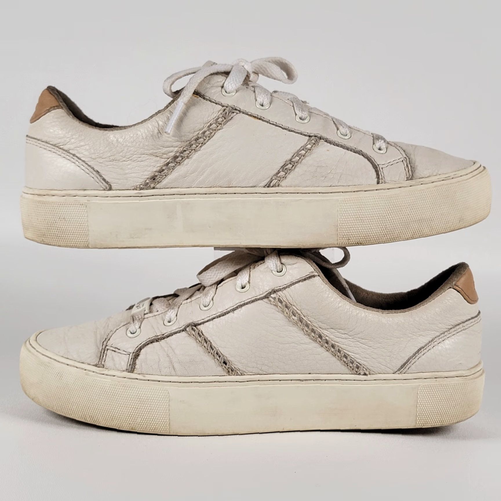 Ugg UGG Sneakers White Leather Dinale Casual Flat Lace Up Round Toe Women 8.5 M Europe 39.5 Casual Shoes Women's Shoes Size US 9 / IT 39 - 5 Thumbnail