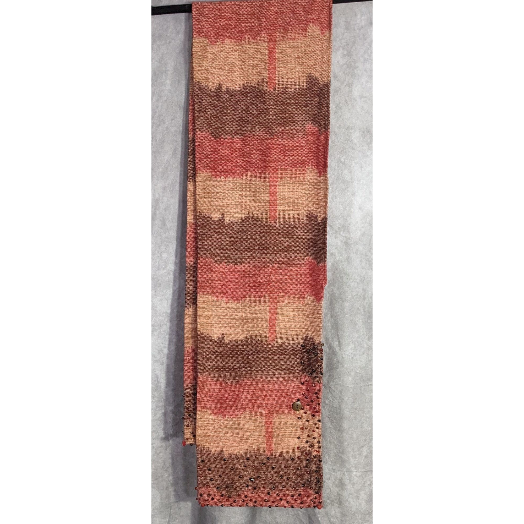 Other Nardas Handmade Ikat Scarf With Glass & Coconut Accents 100% Size ONE SIZE - 6 Thumbnail