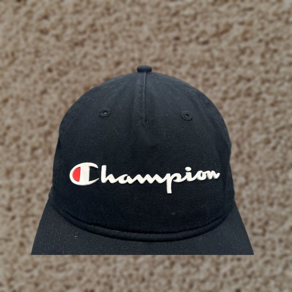 Champion Champion Hat Cap Strap Back Adult One Size Black 100% Cotton Golf Golfer Size ONE SIZE - 1 Thumbnail