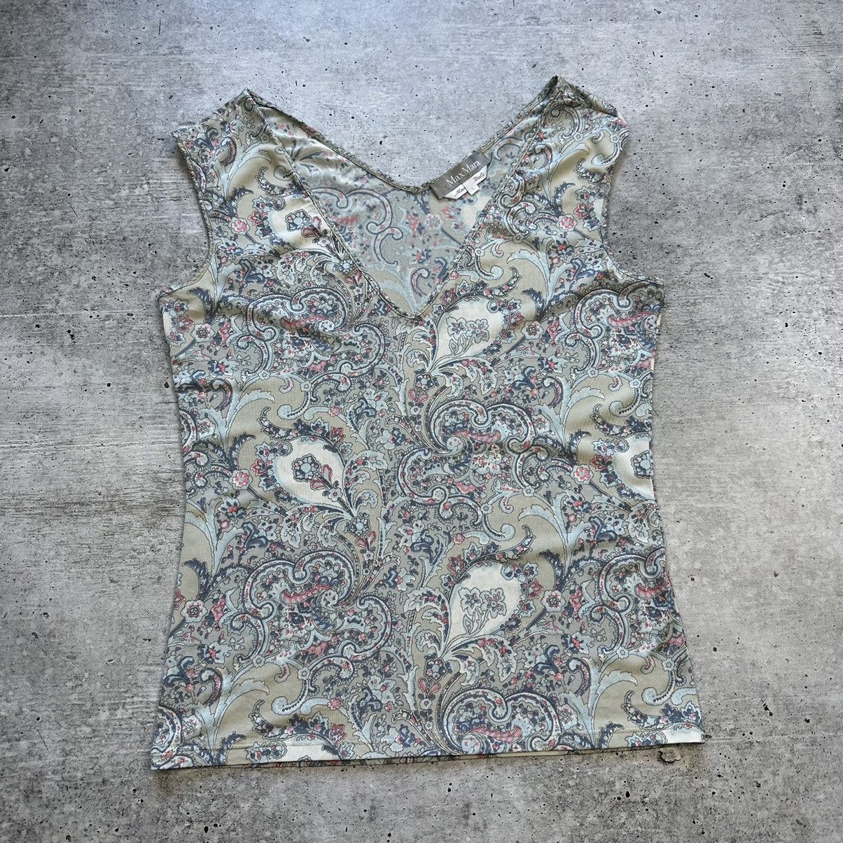 Max Mara Max Mara Tank Top Paisley Pattern V-neck Size L / US 10 / IT 46 - 1 Thumbnail