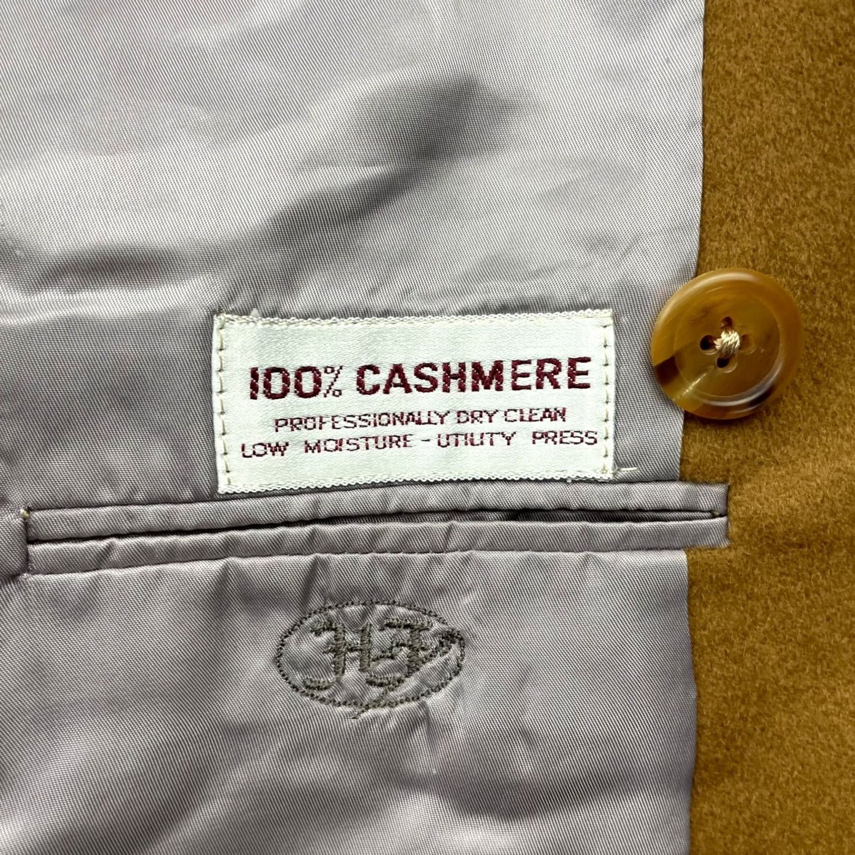 Vintage Hickey Freeman Blazer Men's London 100% Cashmere Double Breasted Khaki/Tan 44L Size 44R - 7 Thumbnail