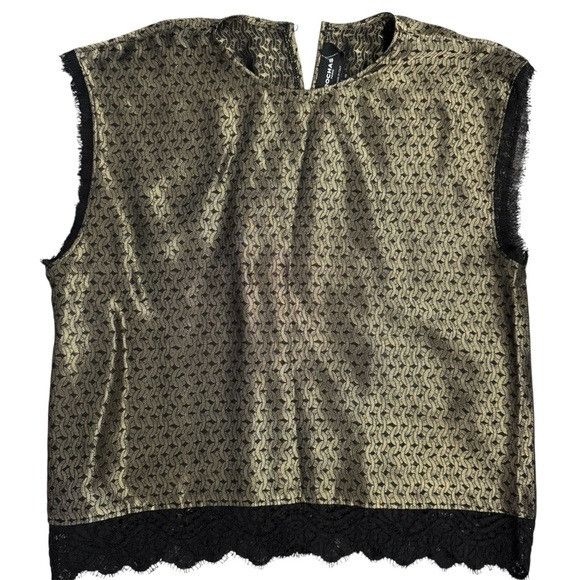 Rochas Rochas Paris Black and Gold Lace Hem Sleeveless Top Sz 40 Size S / US 4 / IT 40 - 1 Thumbnail