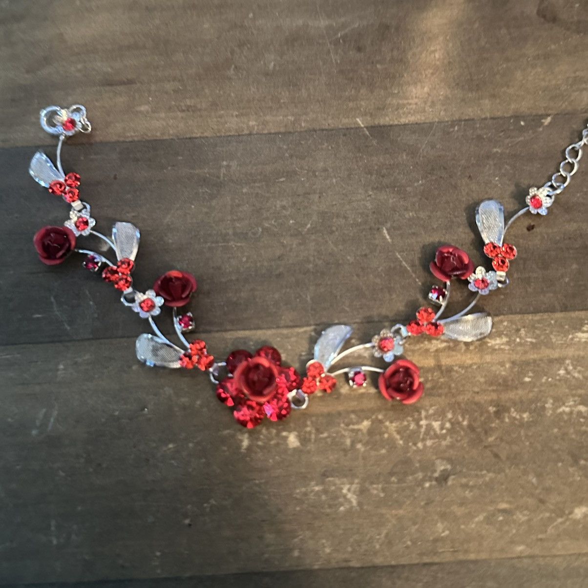 Other Christina Collection silver tone red floral bracelet Size ONE SIZE - 3 Thumbnail