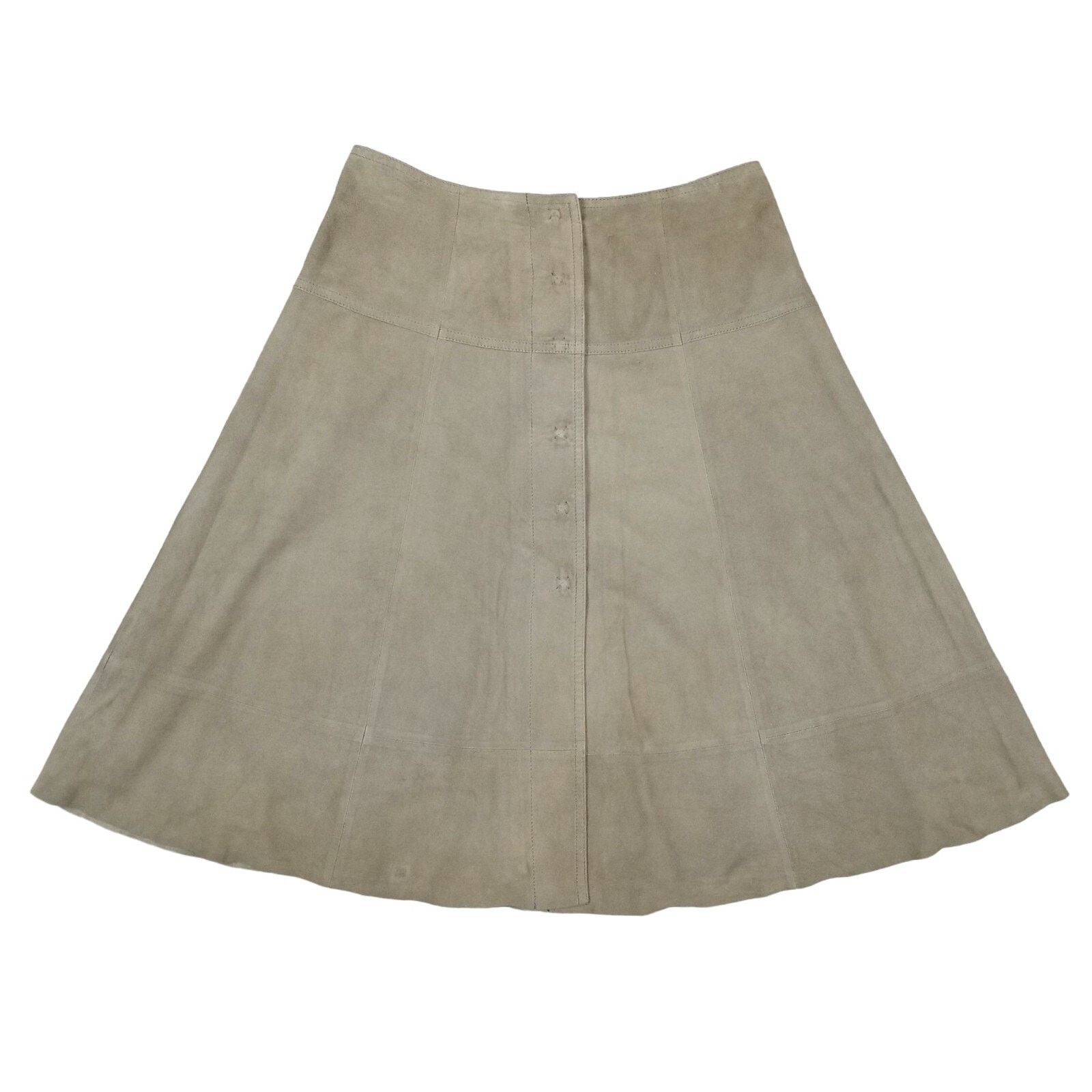 Joie Mylon Goat Leather Snap Front Skirt Green Sz Small