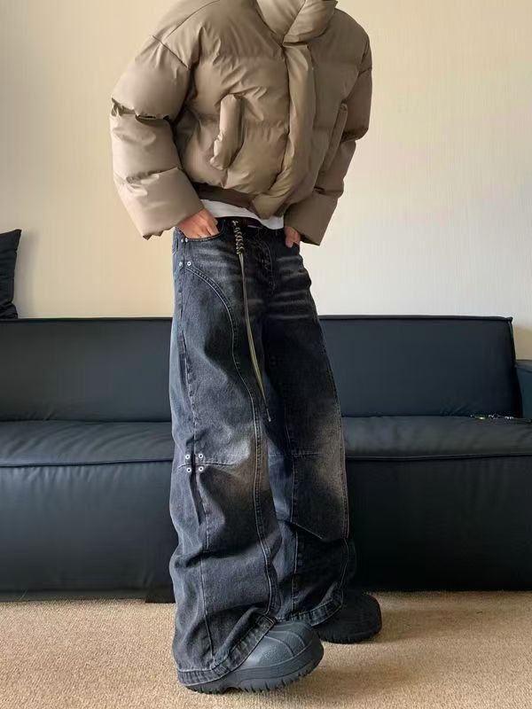 Japanese Brand × Jean American street retro washed stitching jeans y2k Size US 32 / EU 48 - 2 Thumbnail