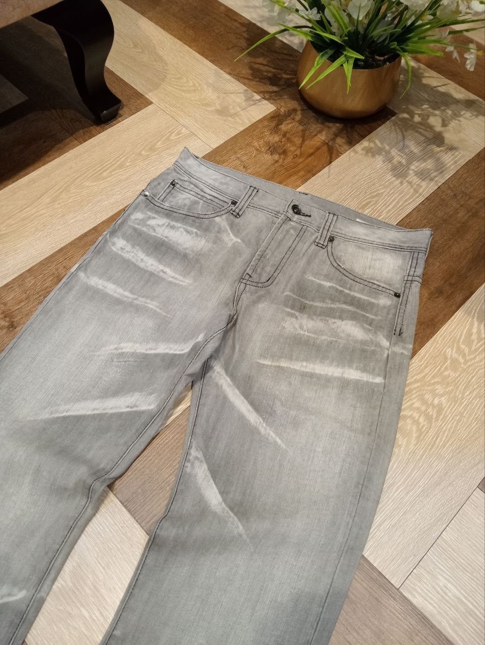 semanticdesign SEMANTIC DESIGN JAPAN GREY WASHED DENIM FLARED PANTS Size US 32 / EU 48 - 4 Thumbnail