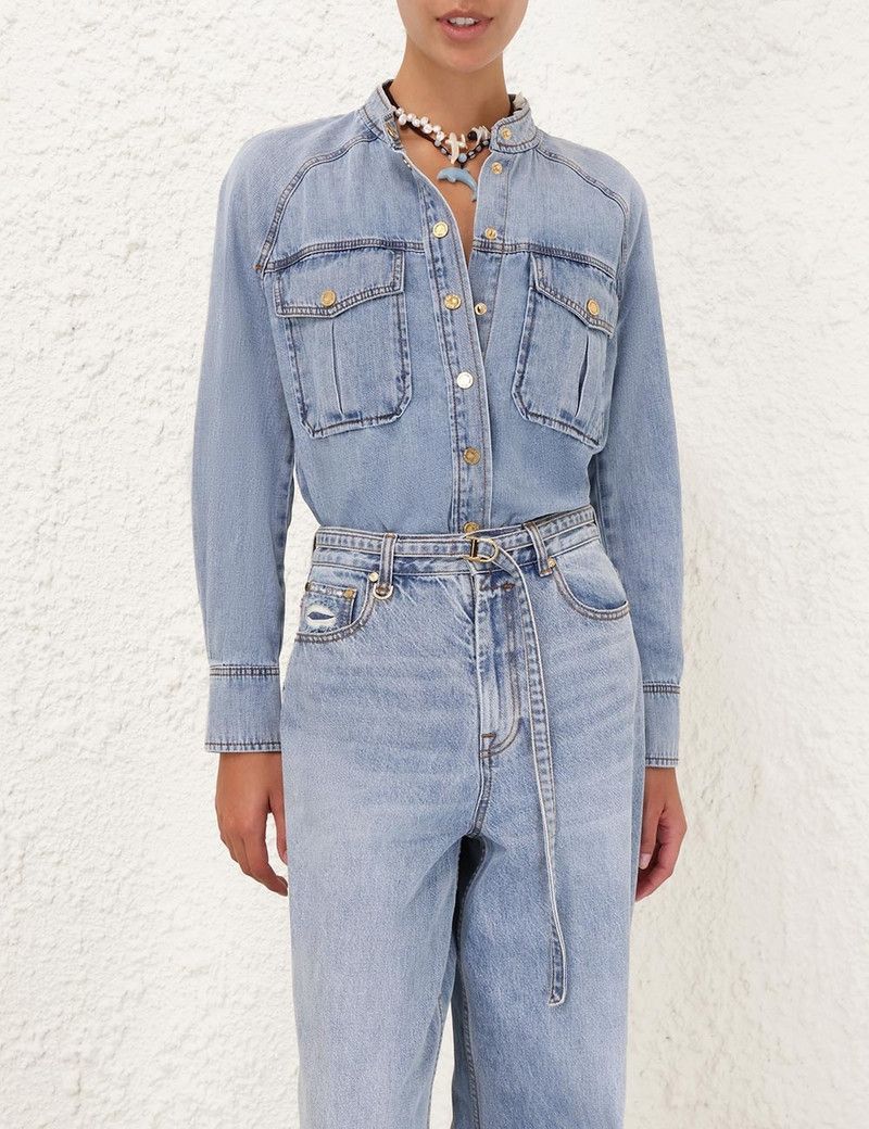 Zimmermann oc11z0226 Illuminate Scoop Denim Shirt in Blue Size XS / US 0-2 / IT 36-38 - 2 Thumbnail