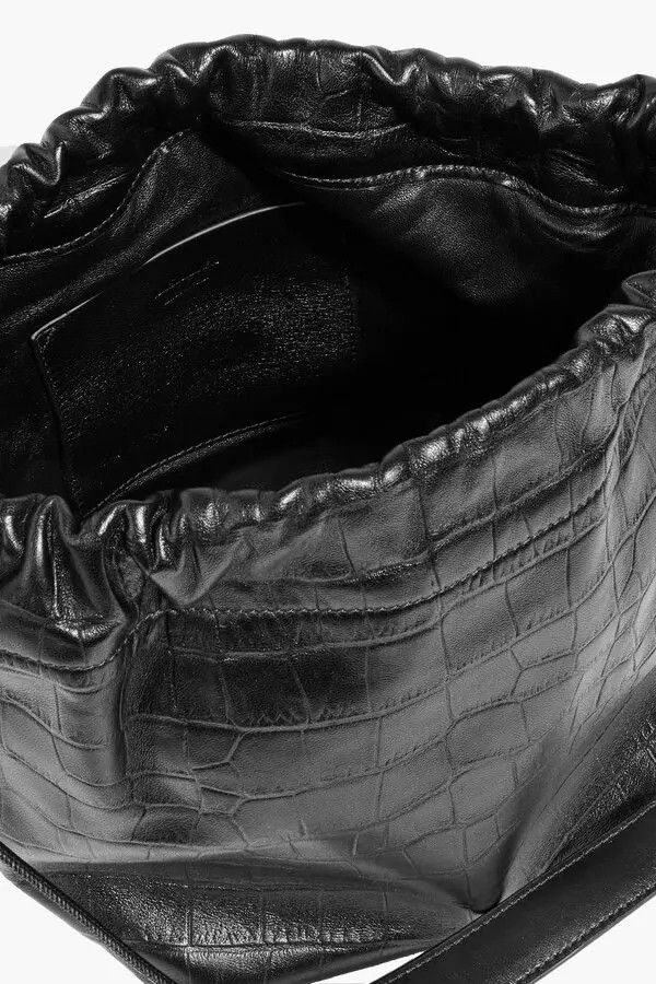 Jil Sander o1loc1c0426 Size:OS/Croc-Effect Leather Bucket Bag in Black Size ONE SIZE - 4 Thumbnail