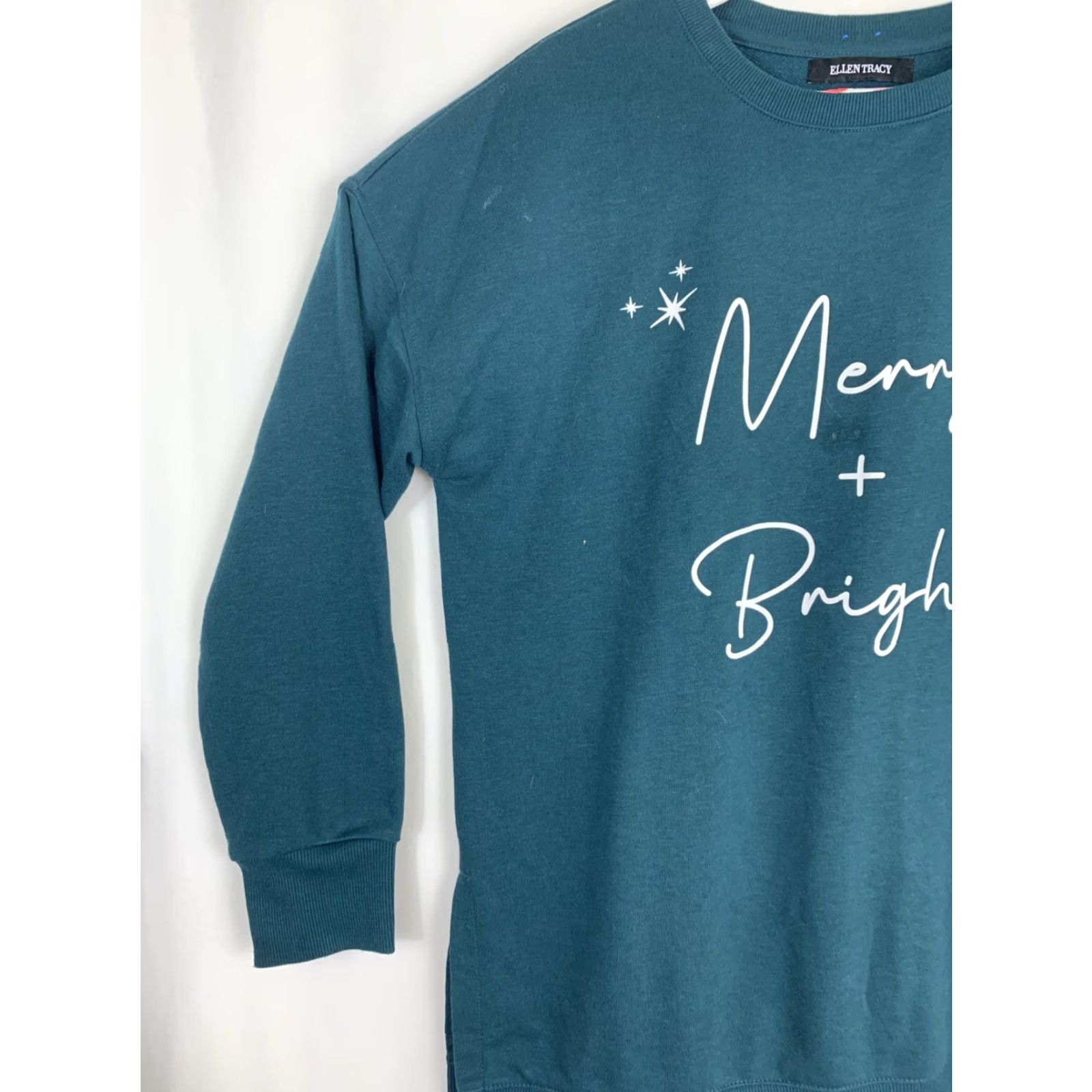 Ellen Tracy VINTAGE Ellen Tracy Womens Large Dark Green Merry Bright Christmas Crewneck Sweater Size L / US 10 / IT 46 - 2 Thumbnail
