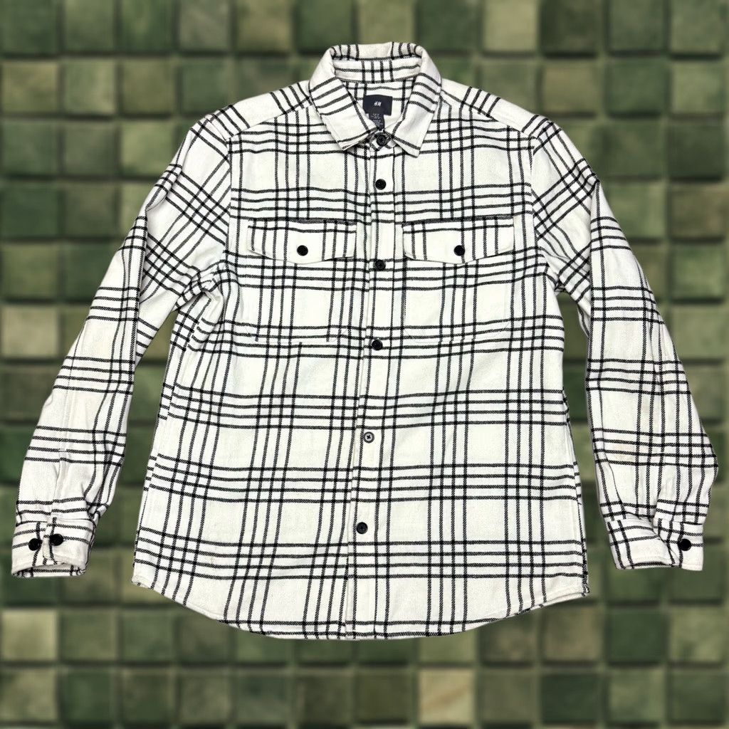 H&M H&M Heavyweight Flannel Shirt Shacket Men’s M Black & White Plaid Button-Up Casual Size US M / EU 48-50 / 2 - 1 Thumbnail