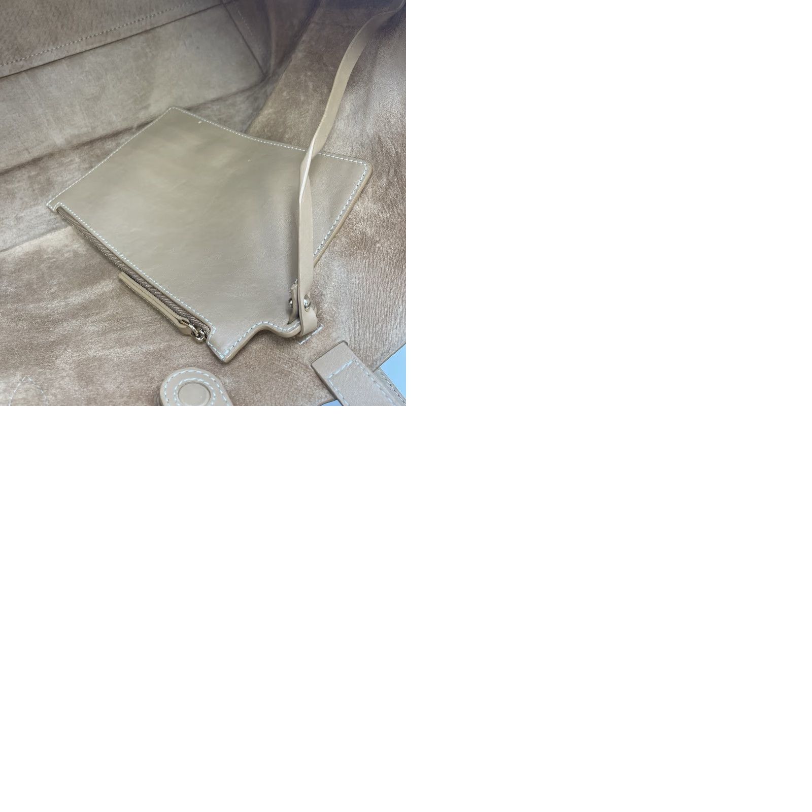 Vince Camuto Vince Camuto Beige Leather Tote Bag Womens Large Tote Beige Leather Pebbled Size ONE SIZE - 10 Thumbnail