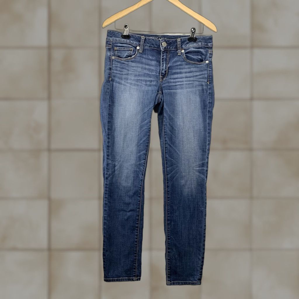 American Eagle Outfitters VINTAGE American Eagle Skinny Jeans Women’s Size 8 Regular Stretch Denim Blue 2014 Whiskers Size 30" / US 8 / IT 44 - 1 Thumbnail