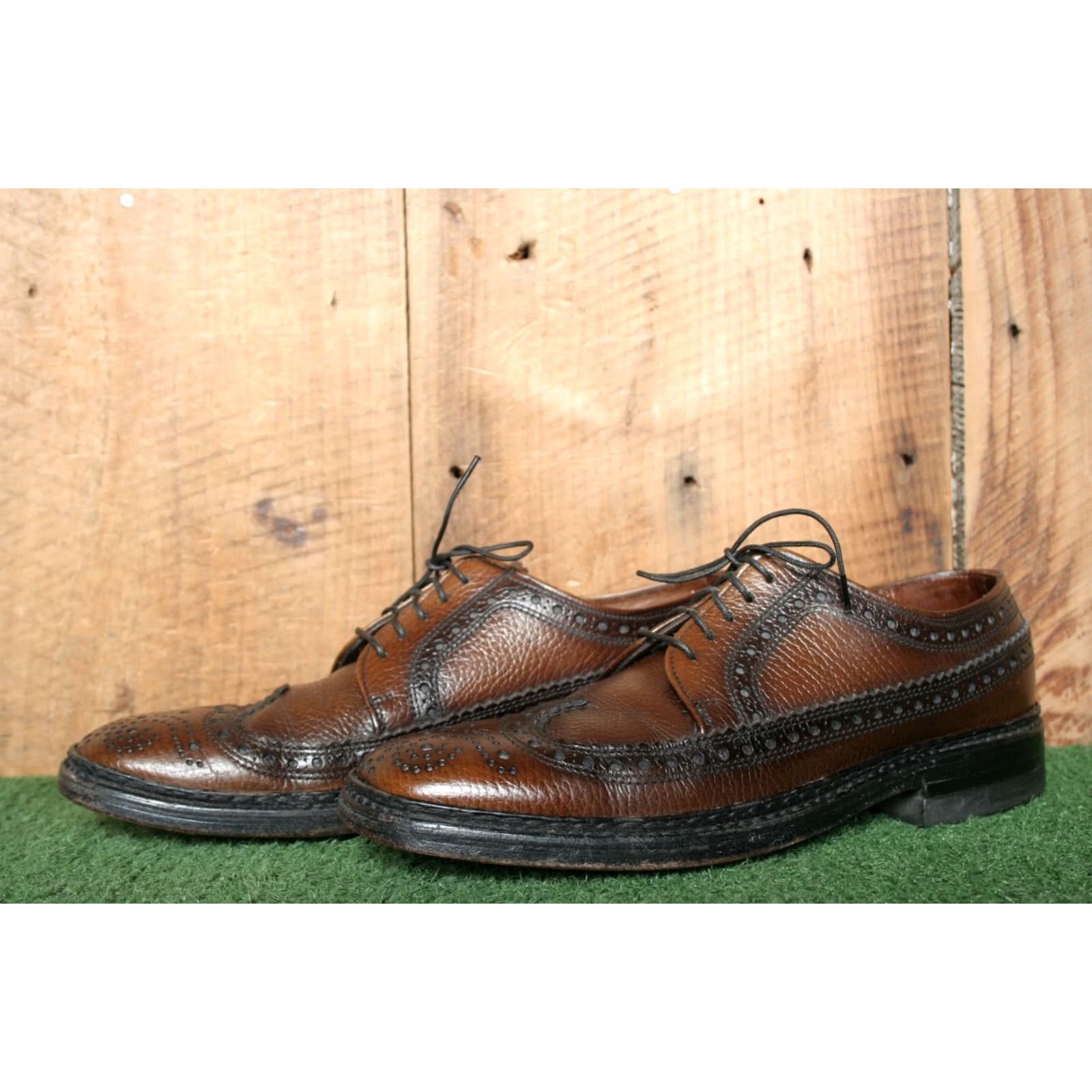 Stacy Adams VINTAGE Roblee Brown Full Grain Leather Longwing Wingtip Brogue Oxfords Sz. 8B Mens Dress Brown Leather Roblee Ro-Flex Brogue Wingtip Shoes 8B Mens Size US 8 / EU 41 - 2 Thumbnail