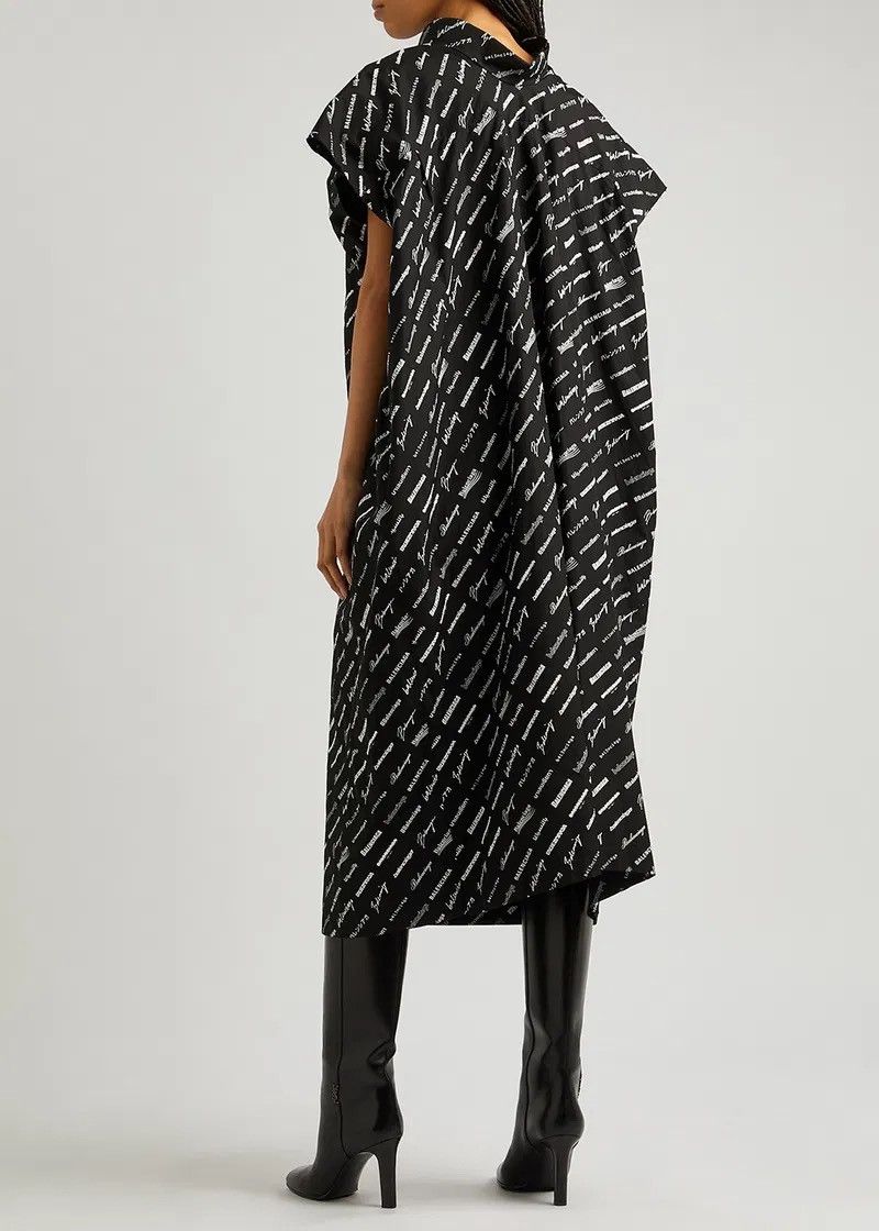 Balenciaga BALENCIAGA Logo-Print Poplin Midi Dress Sz.L Size L / US 10 / IT 46 - 2 Thumbnail