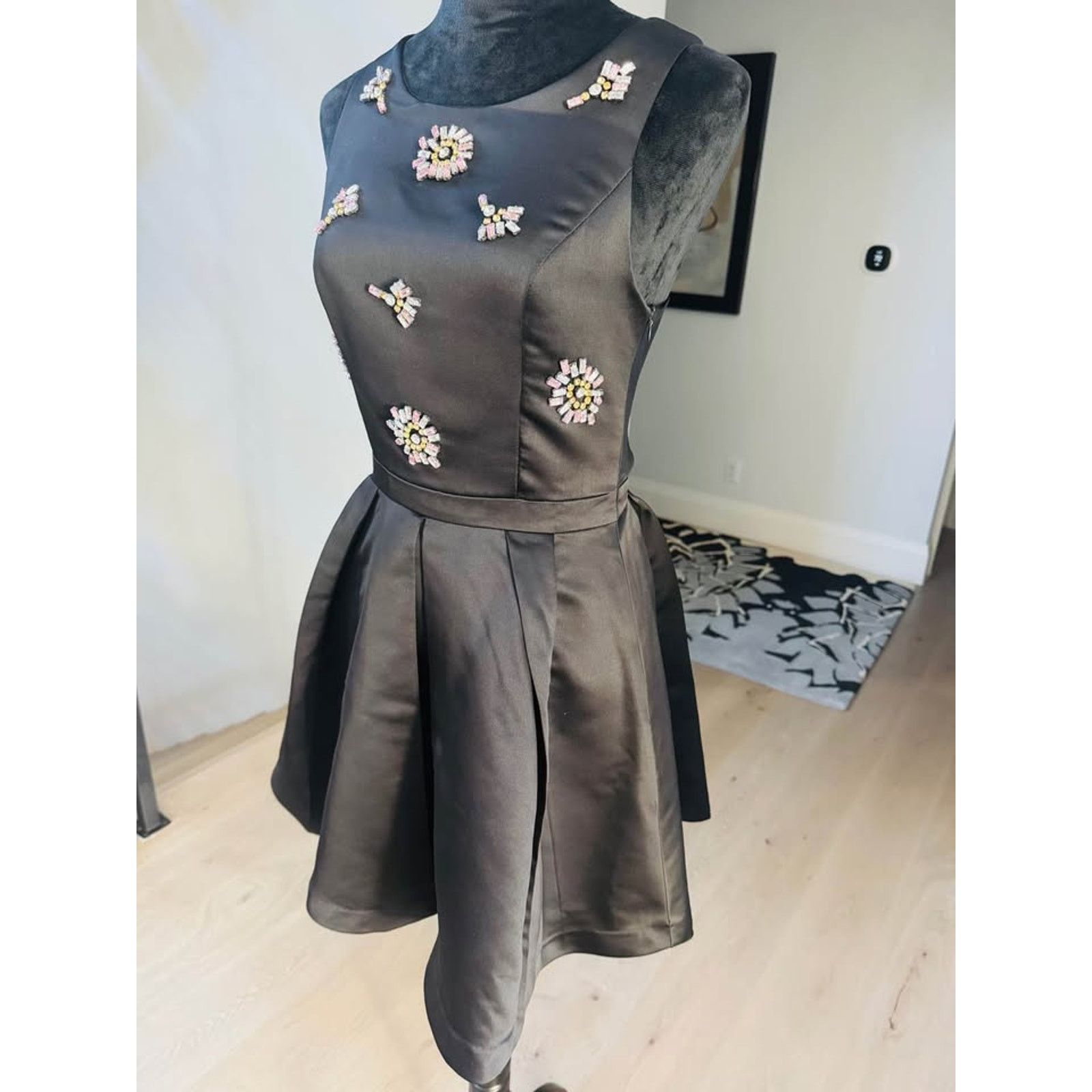 Other New Black Satin Fit and Flare Dress size S Size S / US 4 / IT 40 - 2 Thumbnail