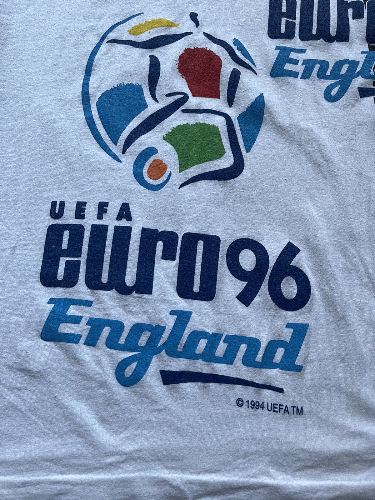 Vintage RARE 1994 Adidas Uefa Euro England 96 Big Logo T-shirt Y2K Size US L / EU 52-54 / 3 - 3 Thumbnail