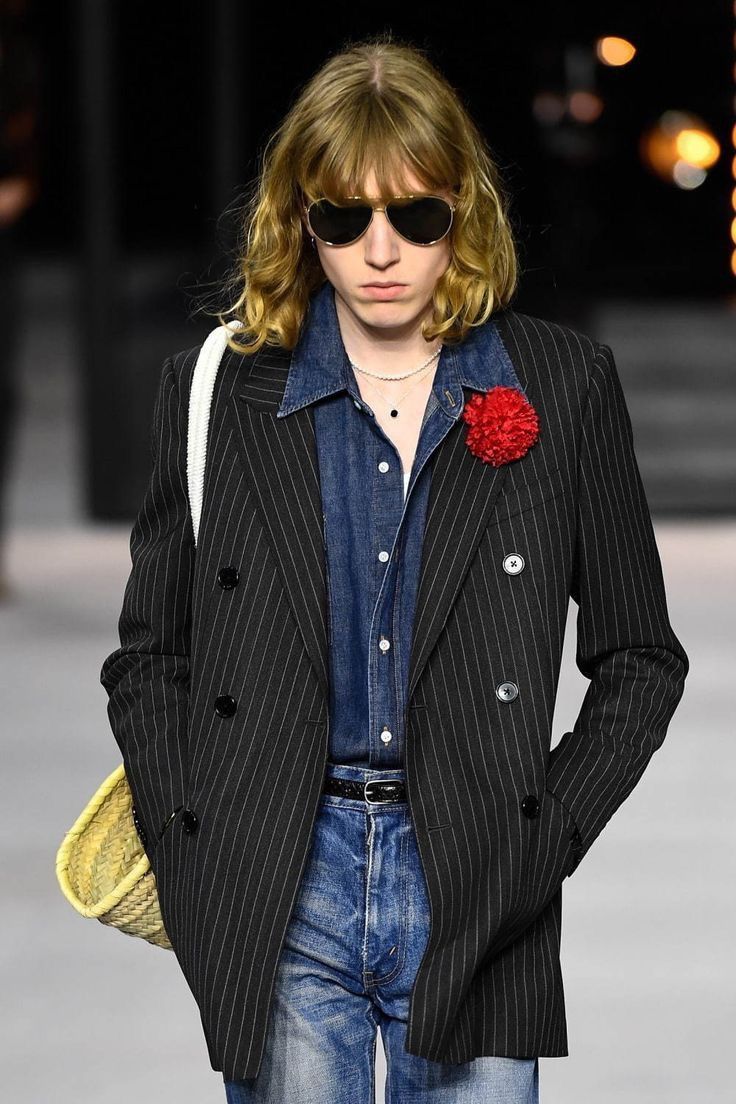 Pre-owned Celine X Hedi Slimane Celine Blazer Ss20 Runway Stripes In Gray