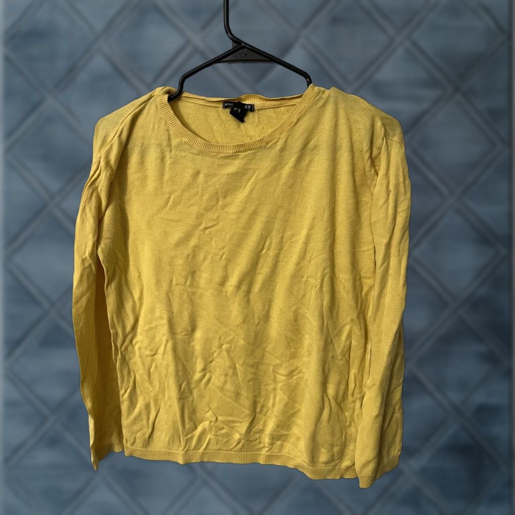 H&M H&M Lightweight Womens Pullover Sweater Yellow XS Crew Neck Long Sleeve Knit Cotton Blend Heathered Tailored Regular Womens Pullover Sweater XS Yellow Size XS / US 0-2 / IT 36-38 - 1 Thumbnail