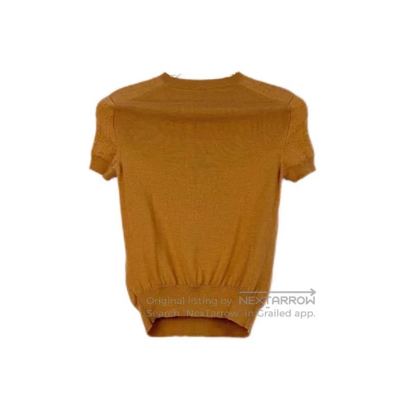 Hermes Hermes Brown full logo cashmere silk blend short-sleeved t Size XXS / US 00 / IT 34 - 2 Thumbnail