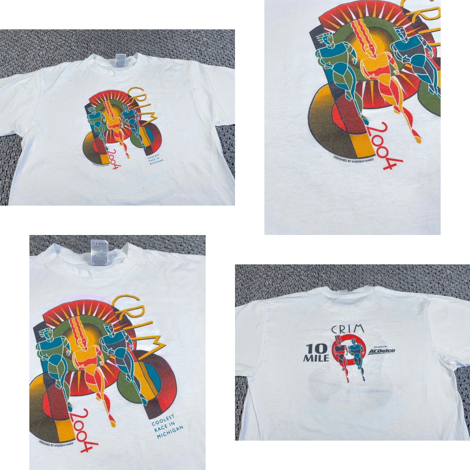 Fruit Of The Loom Vintage Yes Flint Michigan Crim Race Graphic T-Shirt Adult Large White Double Sided 2004 Size US L / EU 52-54 / 3 - 8 Thumbnail