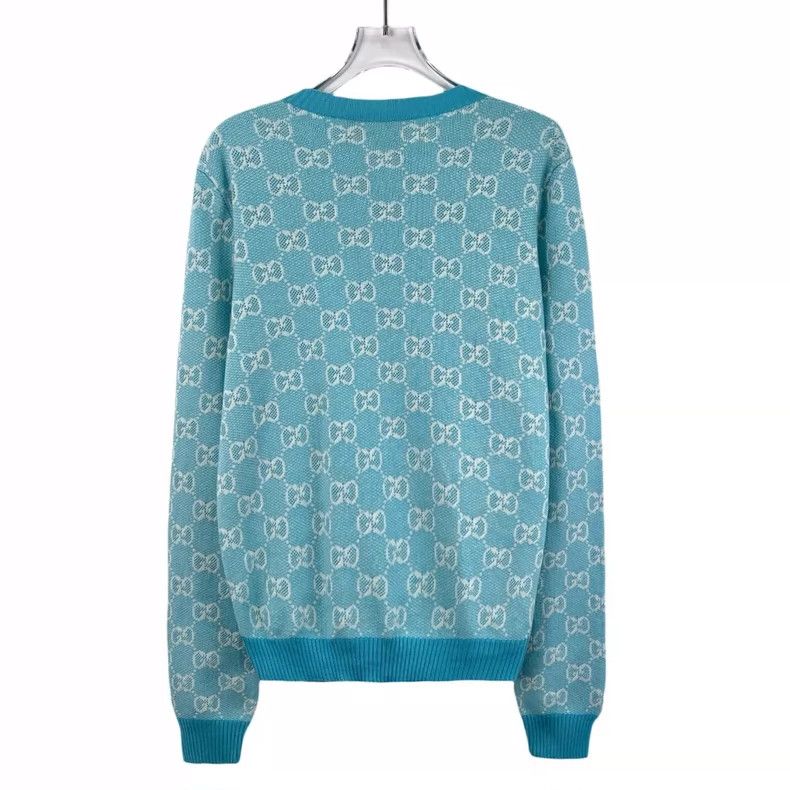 Gucci Gucci Light blue logo jacquad Full-print wool single-breast Size L / US 10 / IT 46 - 2 Thumbnail
