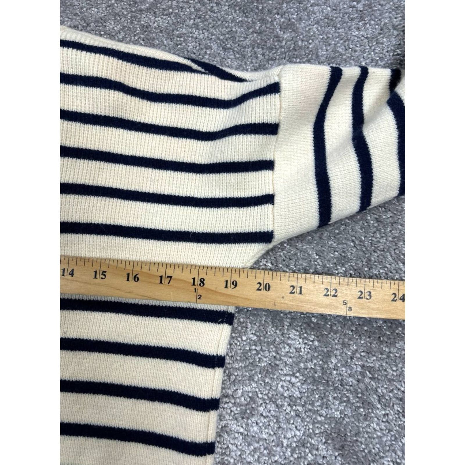 Madewell Madewell Sweater Womens XS White Blue Merino Wool Knit Pullover Striped Crew Neck Long Sleeve Casual Winter Spring Fall Size XS / US 0-2 / IT 36-38 - 6 Thumbnail