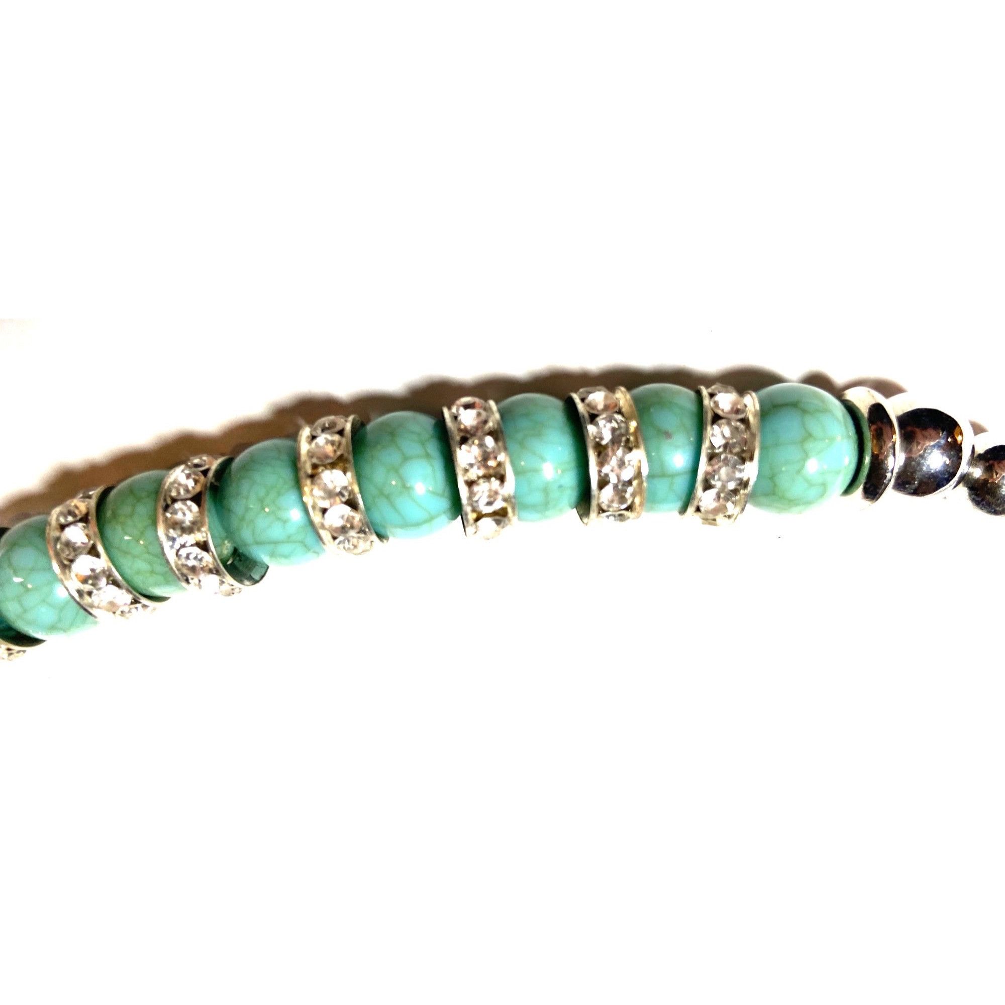 Other Boho Resin Turquoise & Silver Beaded 18” Choker Necklace Wit Size ONE SIZE - 2 Thumbnail