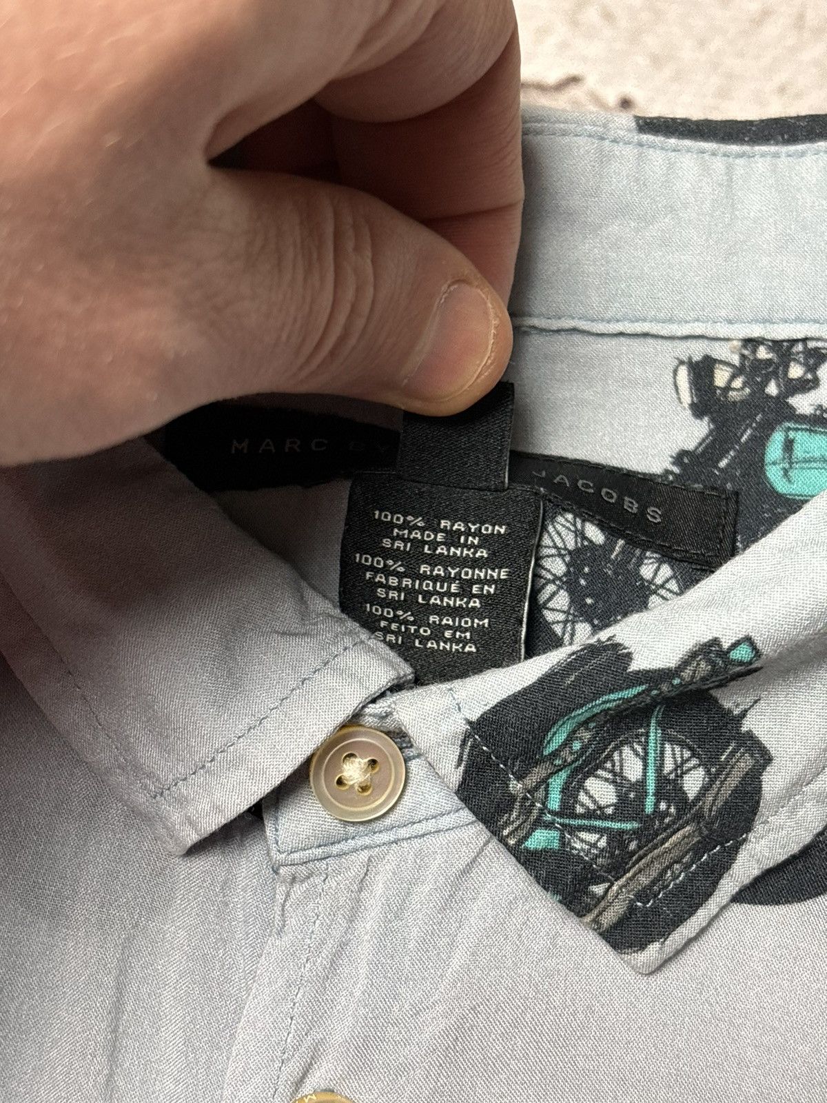 Marc by Marc Jacobs Marc By Marc Jacobs Shirt Mens L Blue Motorcycle Print Size US L / EU 52-54 / 3 - 6 Thumbnail