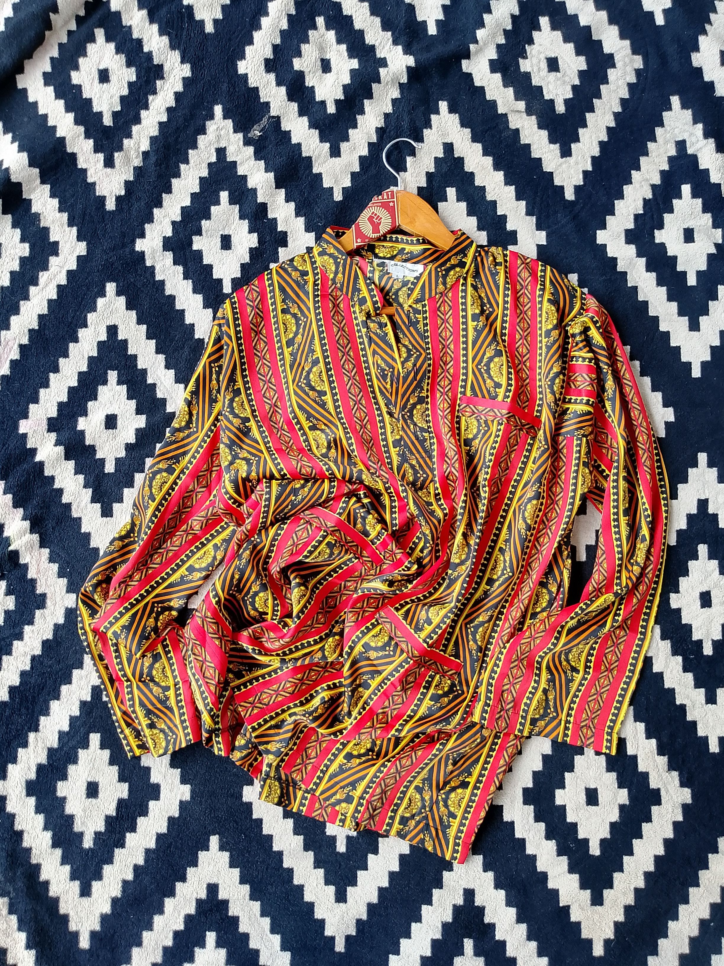 Vintage Vintage Cultural Geometric Stripe Avant-Garde Kurta Shirt Size US L / EU 52-54 / 3 - 1 Thumbnail
